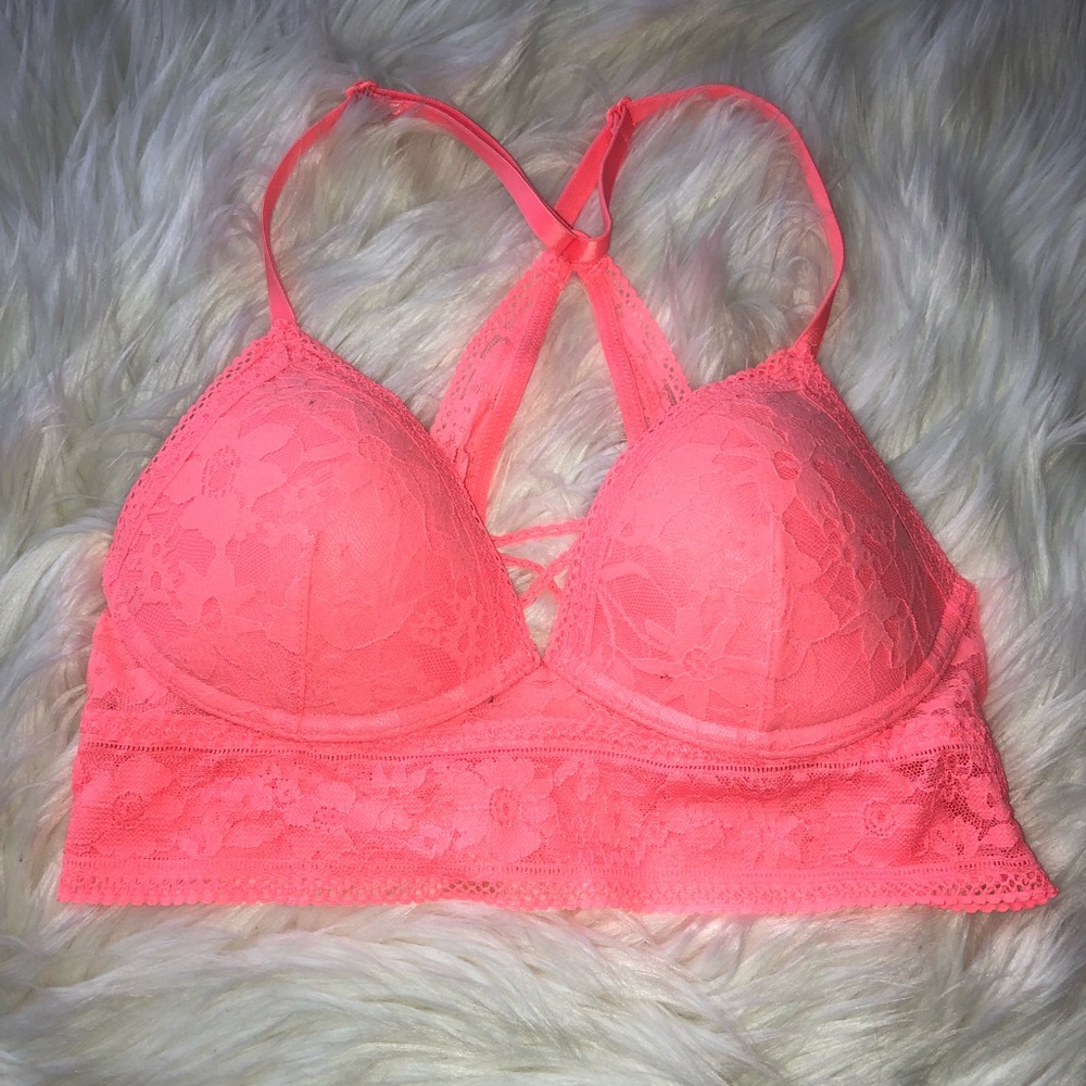 Victoria's Secret hot pink lace bralette